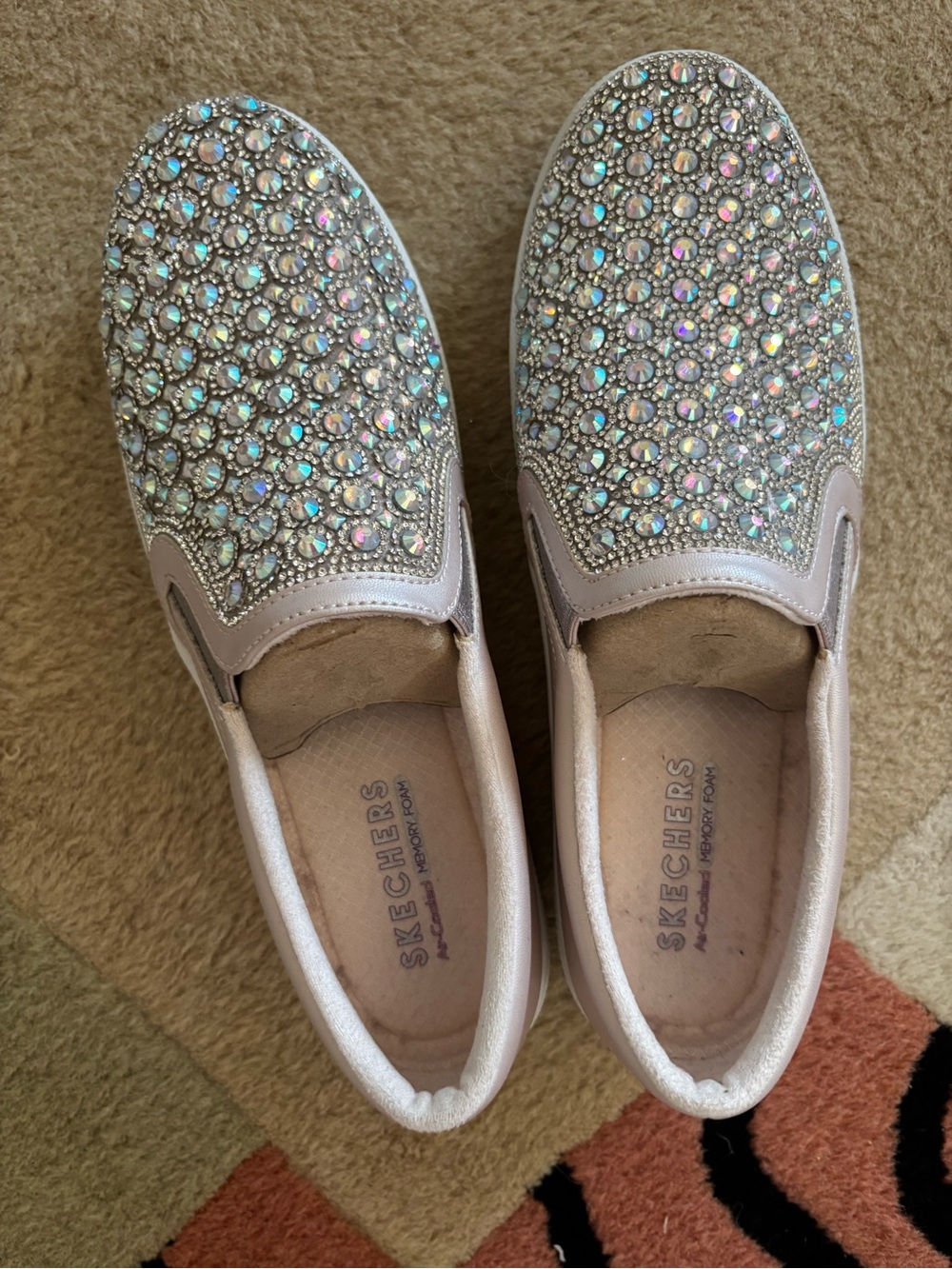 Skechers Pearl Pink Slip-On Rhinestone Sneakers
